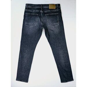 Hugo Boss Size 36X32 Slim Fit Super Stretch Mens Delaware Black Denim Logo Jeans